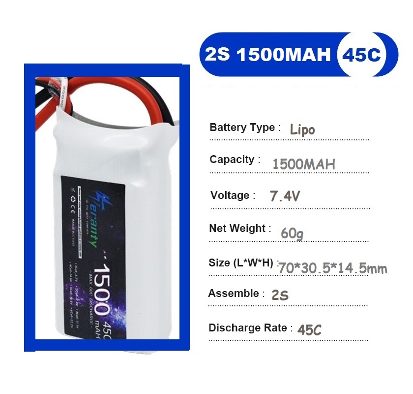 2PCS 7.4V Lipo 2S Battery 1500 - Rc Hobby Grade Car 评论和价格