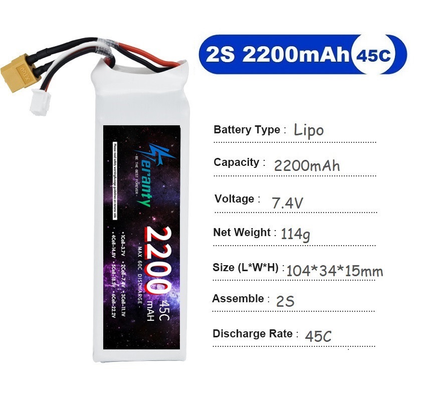 2PCS 7.4V Lipo 2S Battery 1500 - Rc Hobby Grade Car 评论和价格